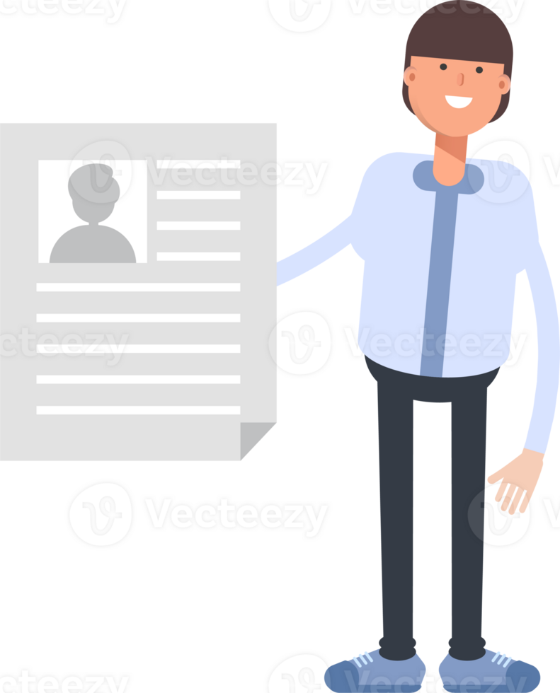 Businessman Character Holding Job Application Document png