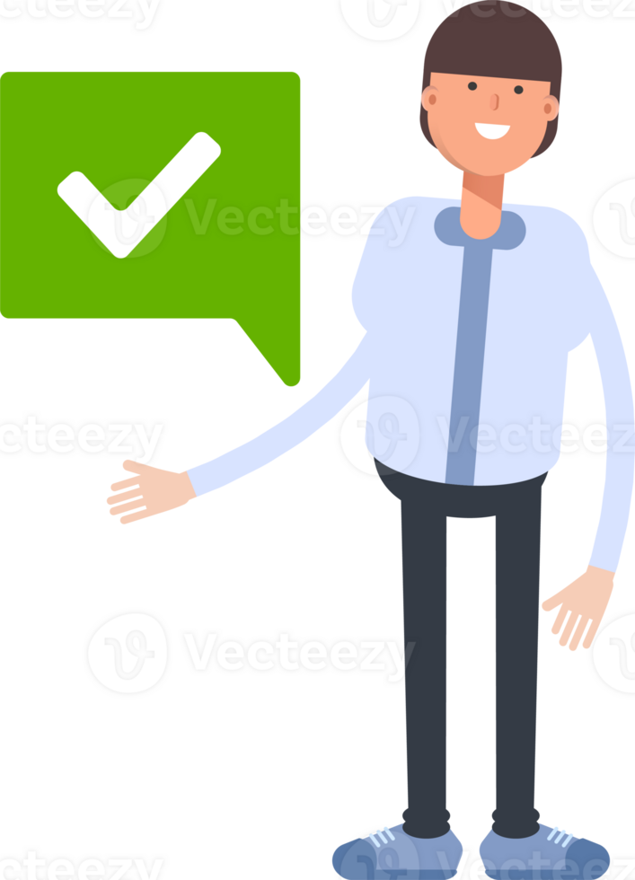 Businessman Character and Check Mark png