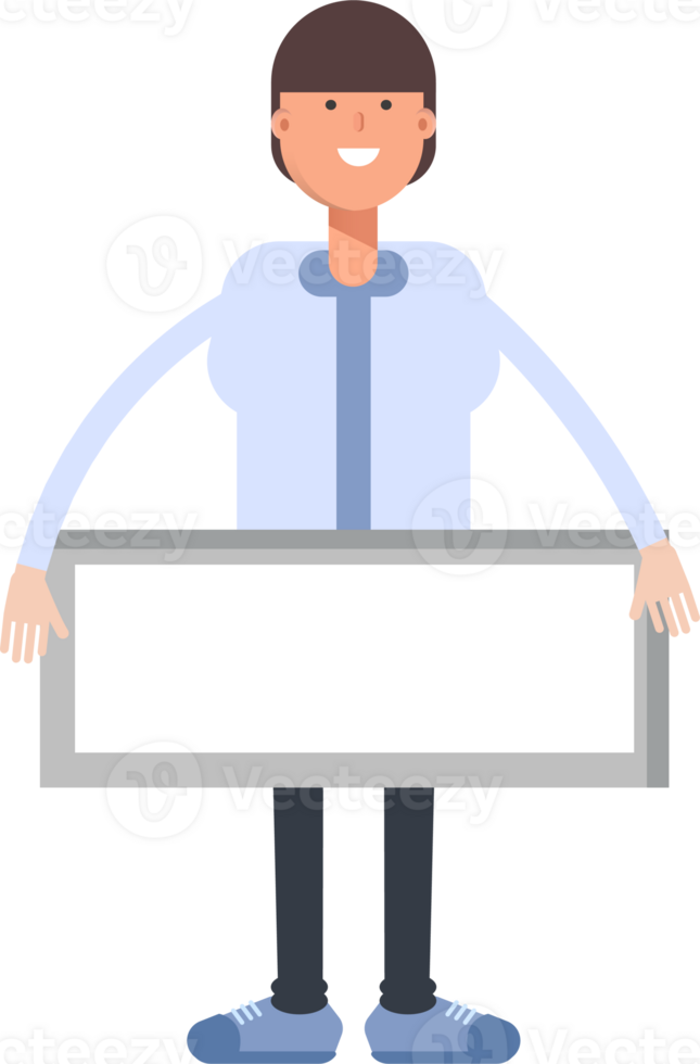 Businessman Character and Blank Signage png