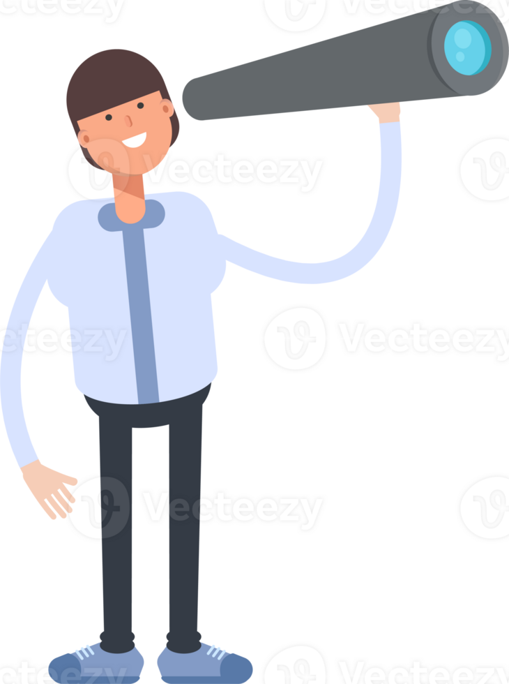 Businessman Character Using Binoculars png