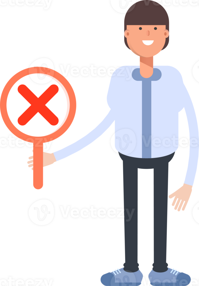 Businessman Character Showing Wrong Mark png