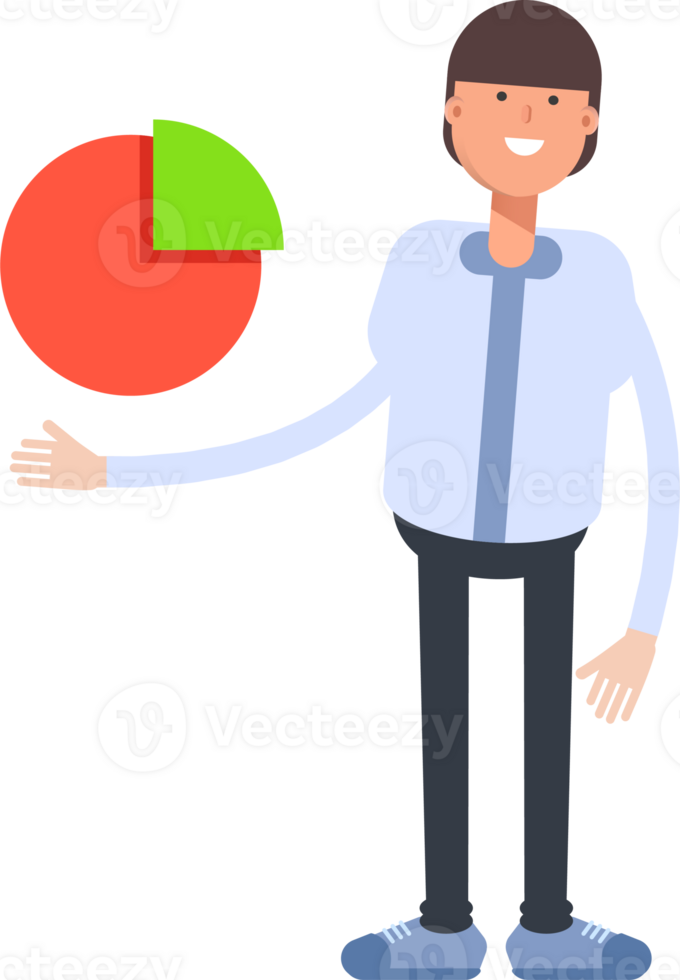 Businessman Character Holding Pie Chart png
