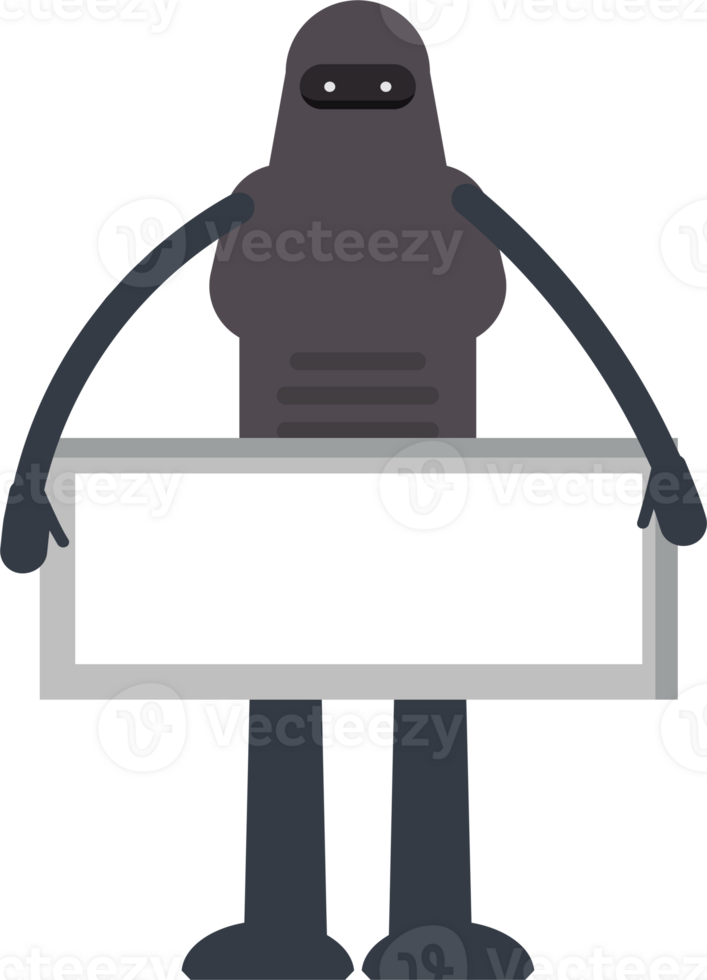 Robot Character and Blank Signage png