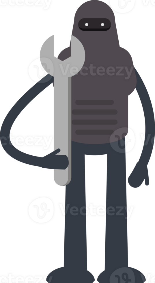 Robot Character Holding Wrench png