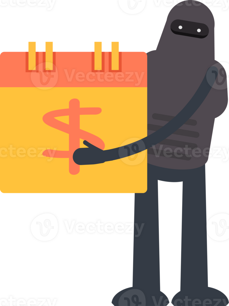 Robot Character and Payment Date Calendar png
