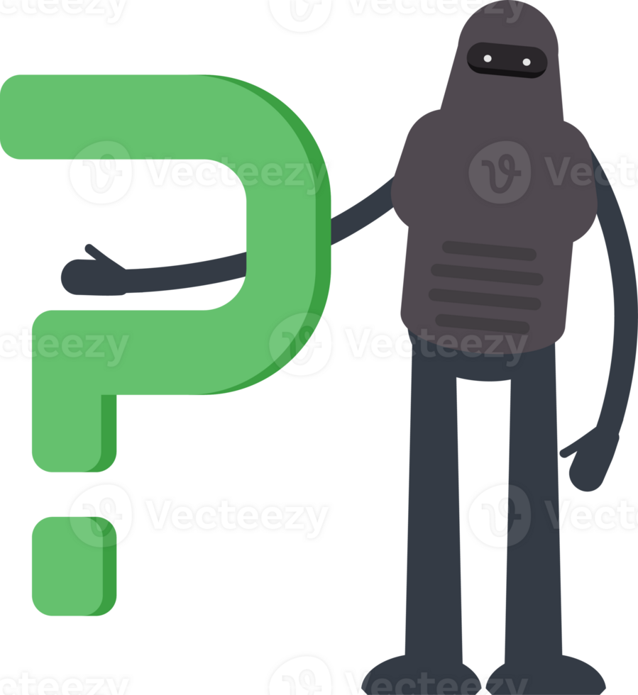 Robot Character and Question Mark png