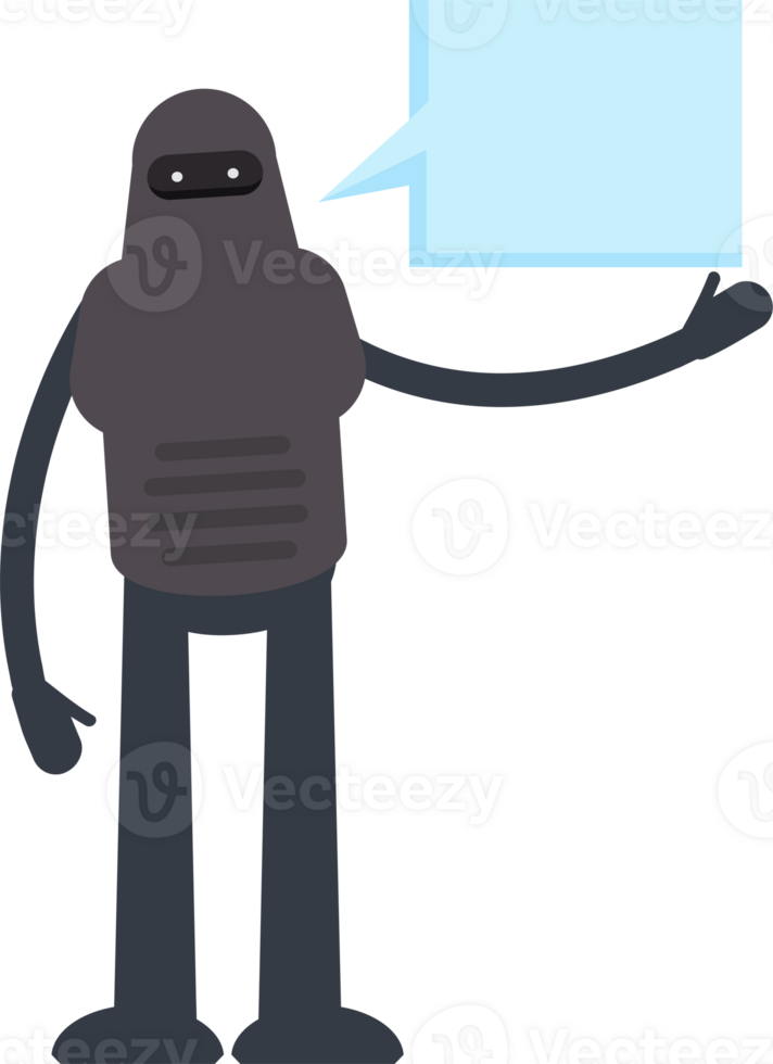 Robot Character and Speech Bubble png