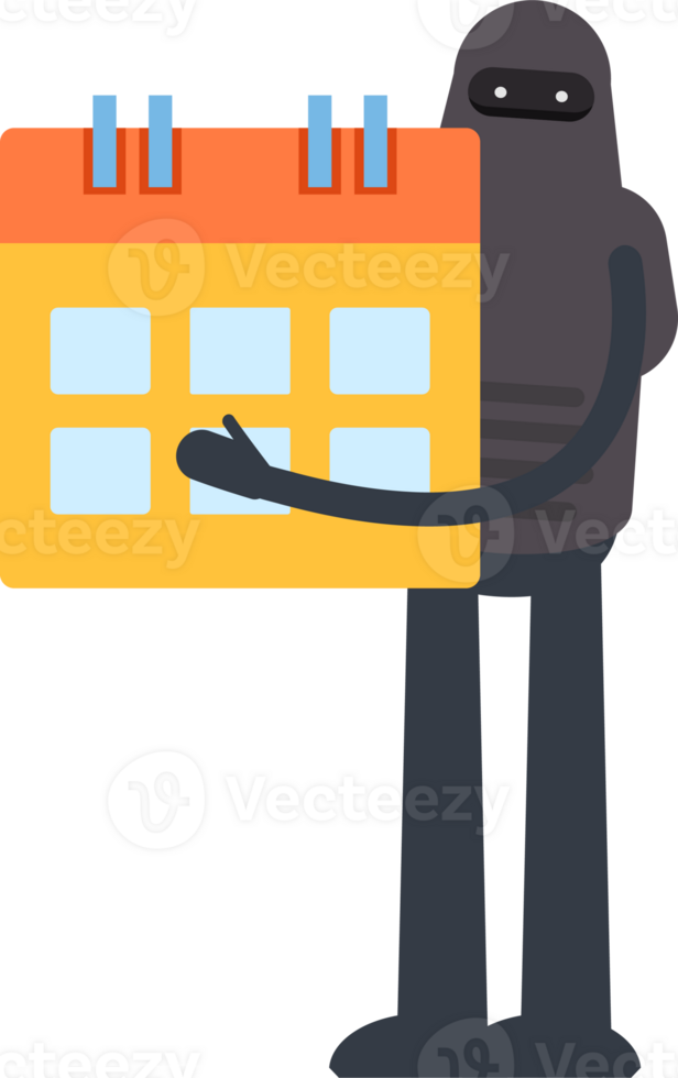 Robot Character Holding Calendar png