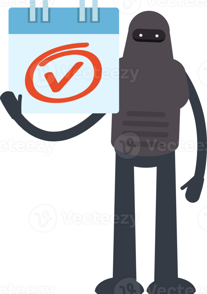 Robot Character and Check Mark Sign png