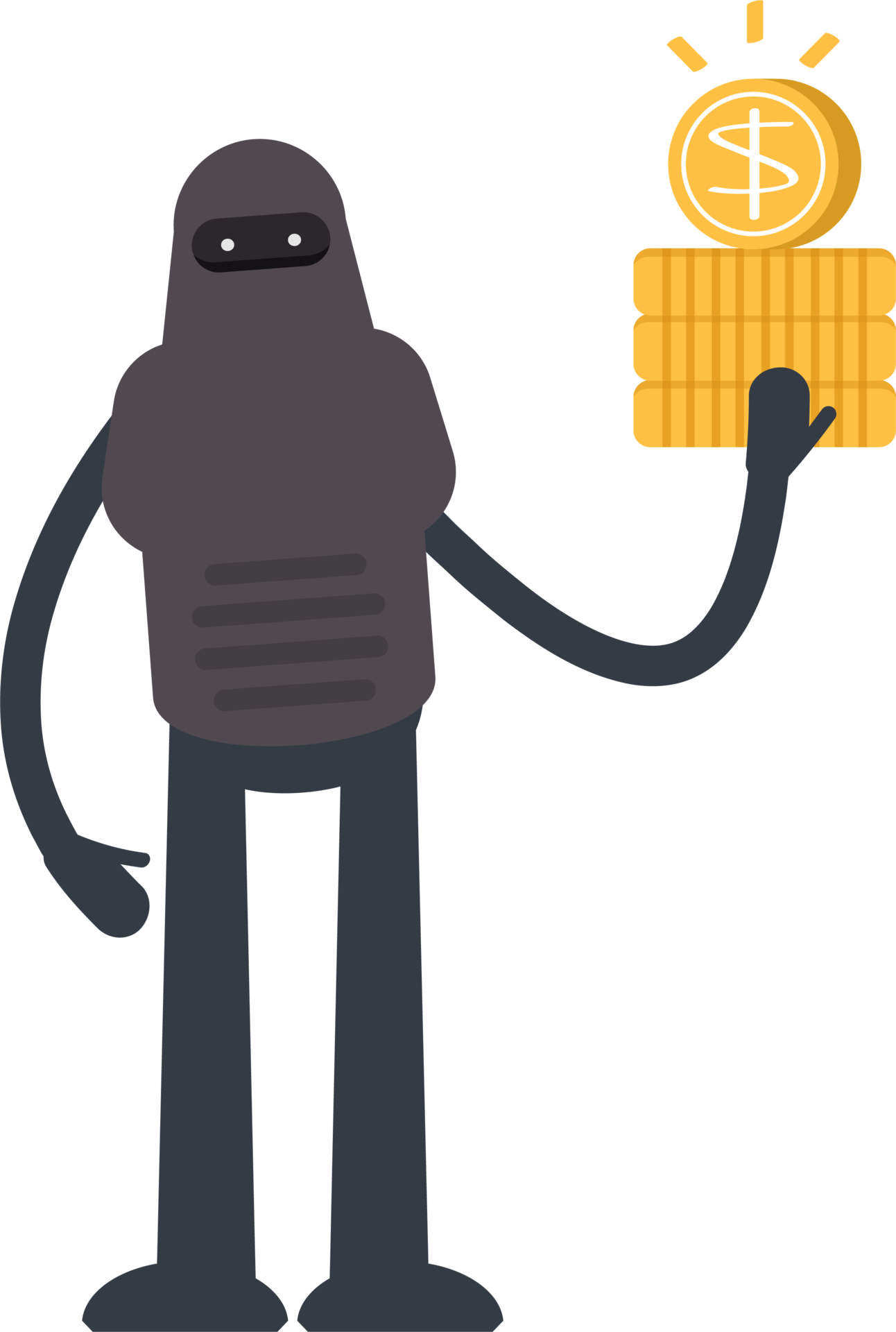 Robot character holding dollar coins 49516766 png