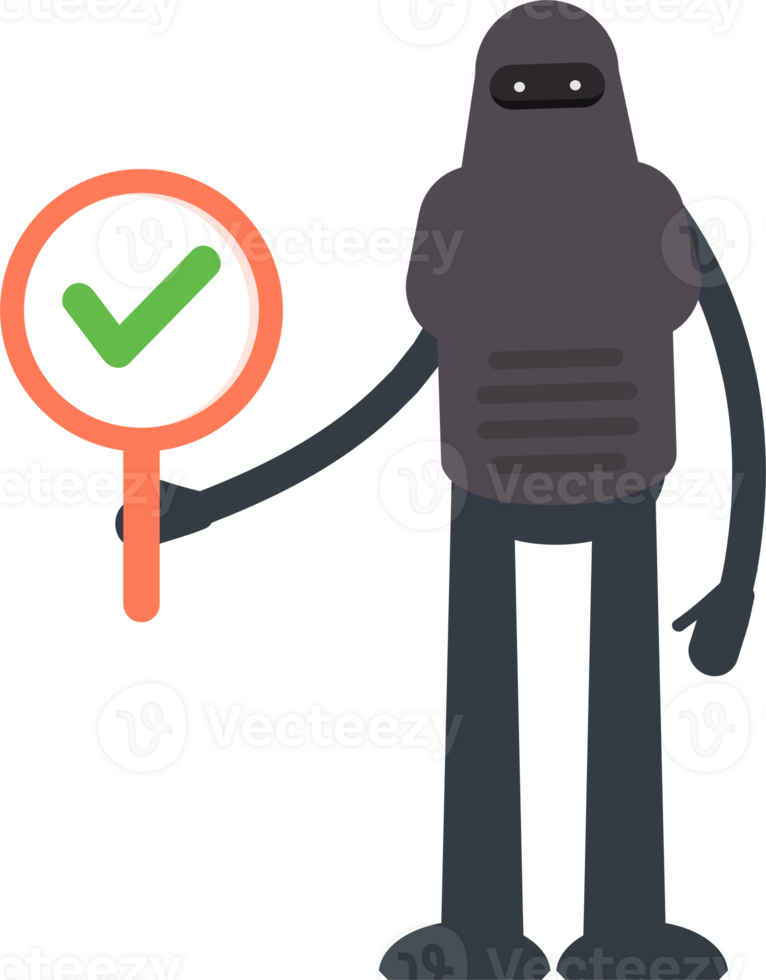 Robot Character Showing Check Mark png