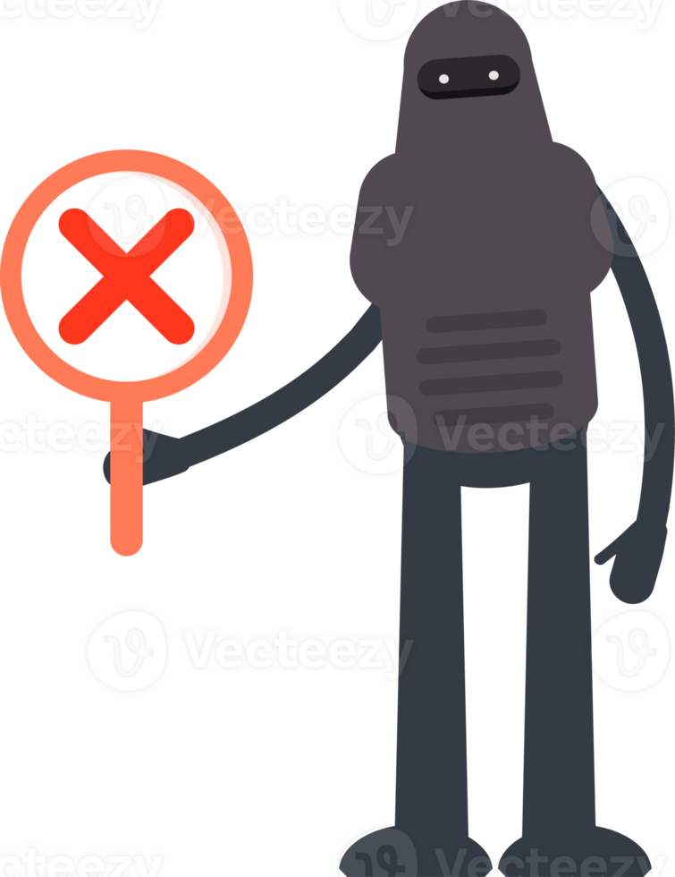 Robot Character Showing Wrong Mark png