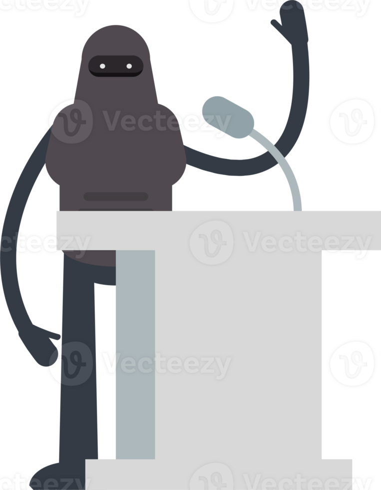 Robot Character Speaking on Podium png