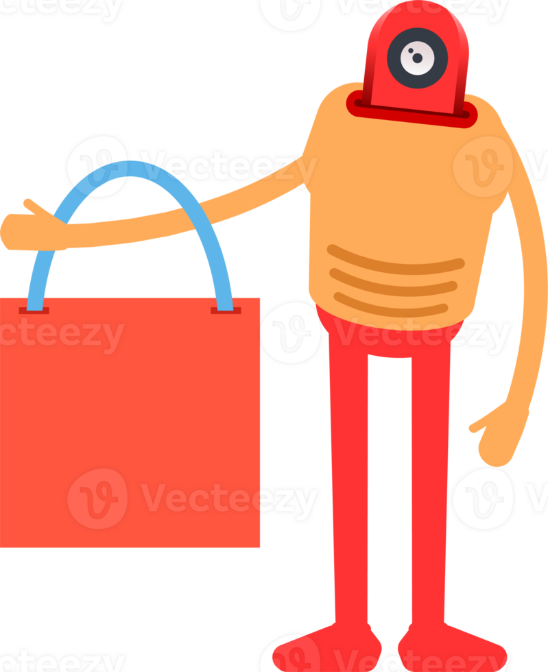 Humanoid Character Holding Shopping Bag png