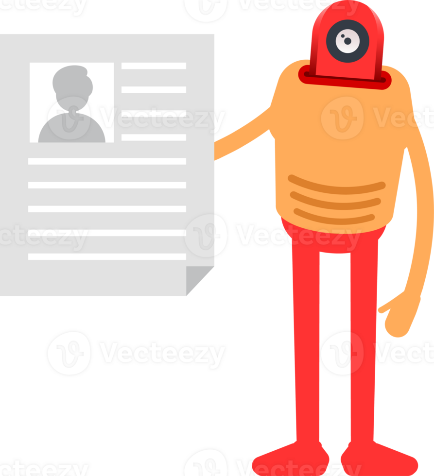 Humanoid Character Holding Job Application Document png