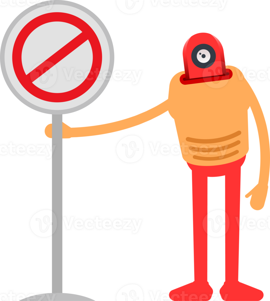 Humanoid Character and Prohibition Signage png