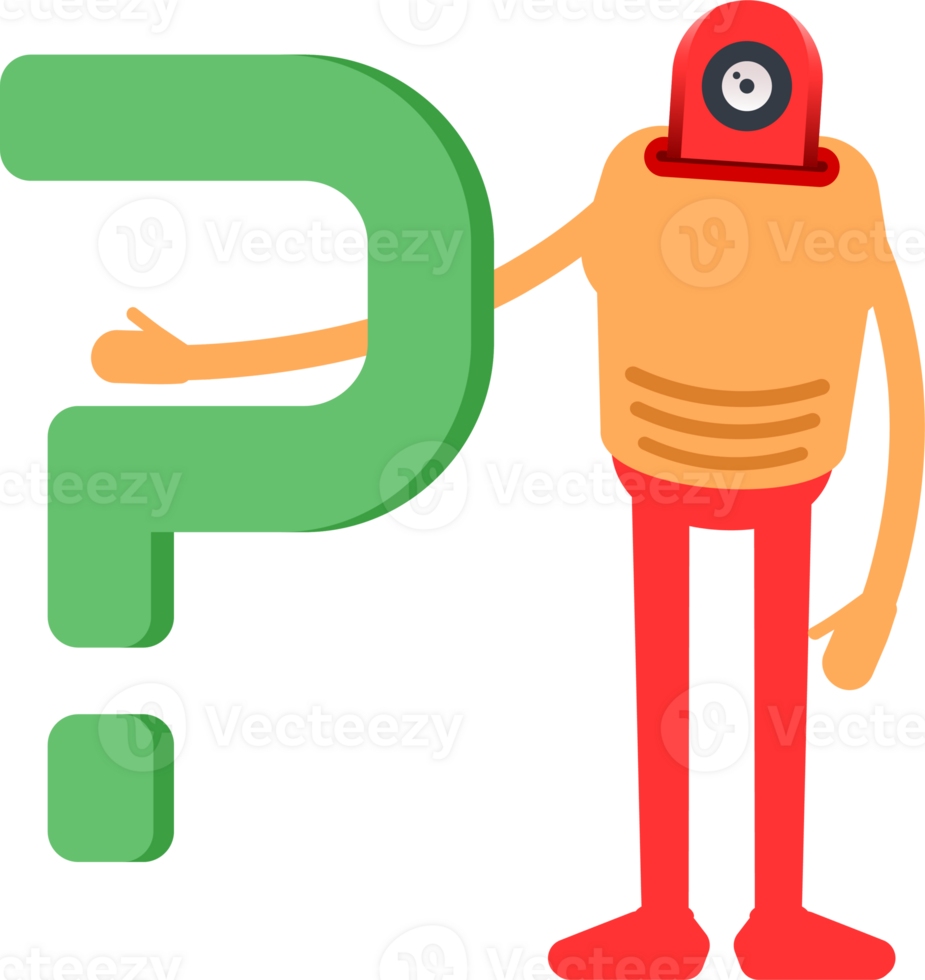Humanoid Character and Question Mark png