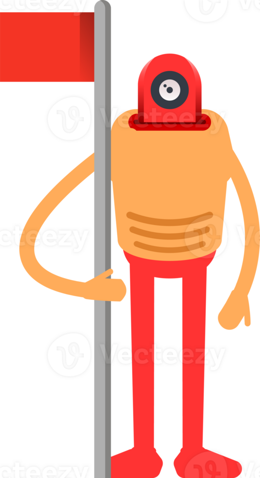 Humanoid Character Holding Flag Pole png