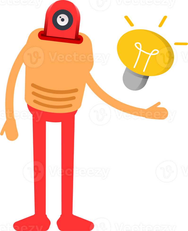 Humanoid Character and Light Bulb png