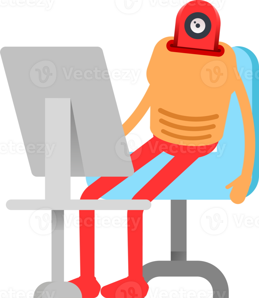 Humanoid Character Working on Desktop png