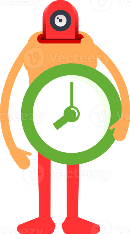 Humanoid Character Holding Clock png
