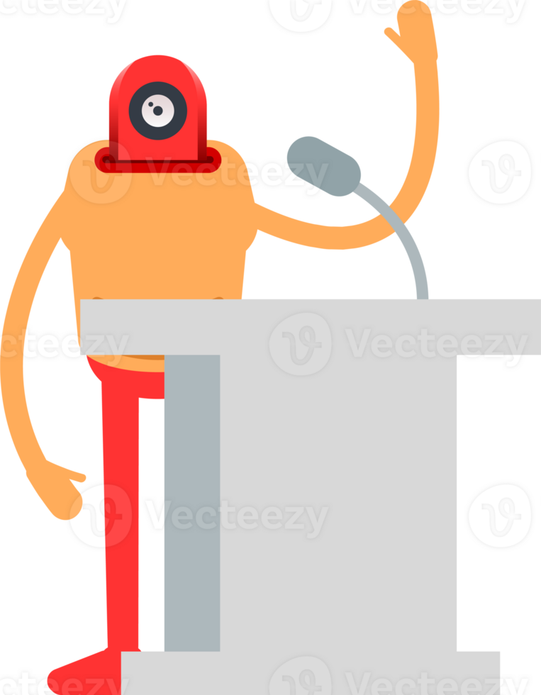 Humanoid Character Speaking on Podium png