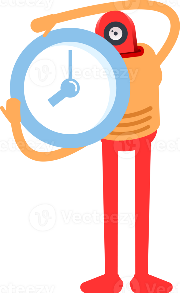 Humanoid Character Holding Clock png
