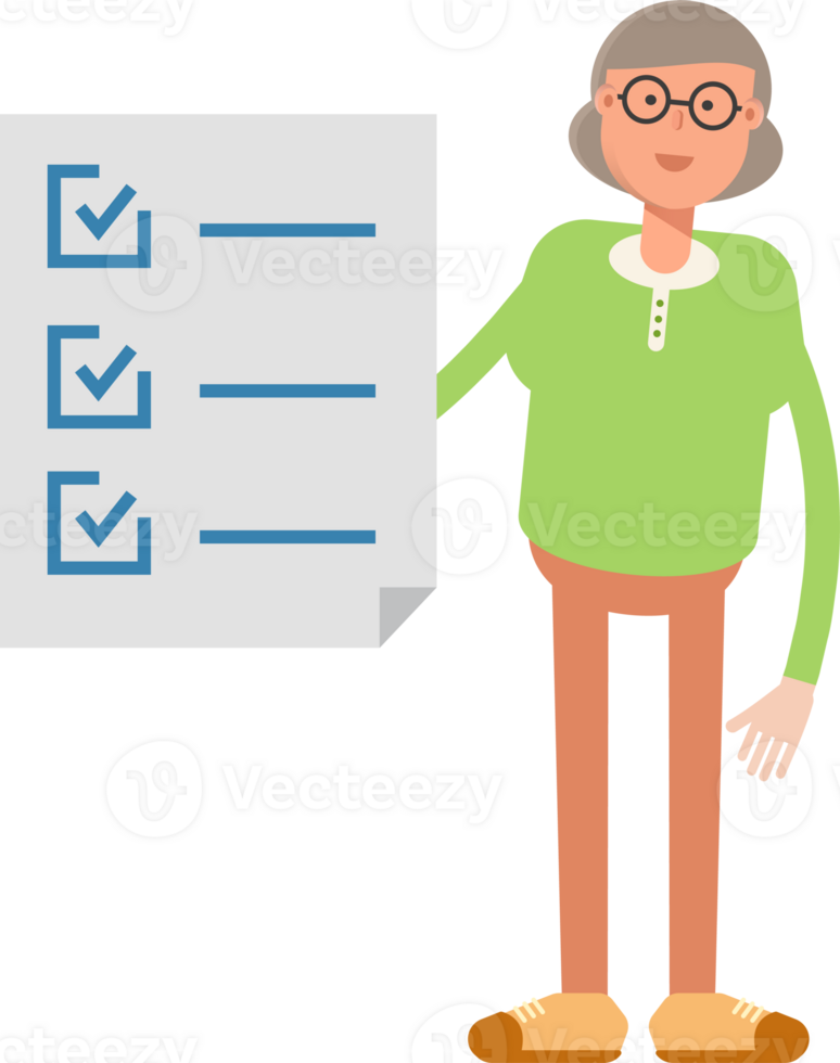 Old Woman Character and Check List Document png