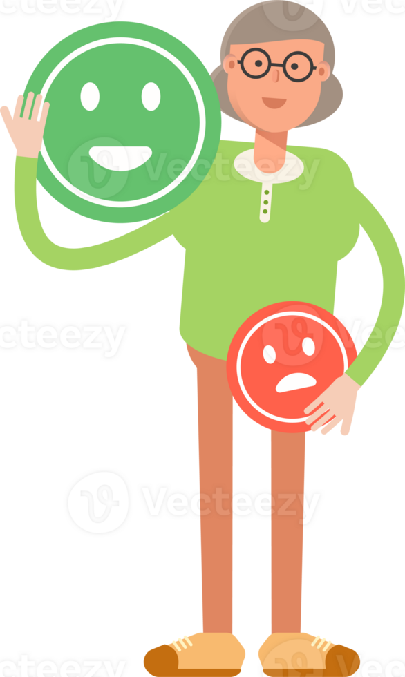 Old Woman Character and Emoticon Sign png