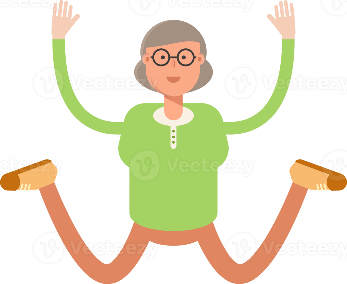 Old Woman Character Jumping png