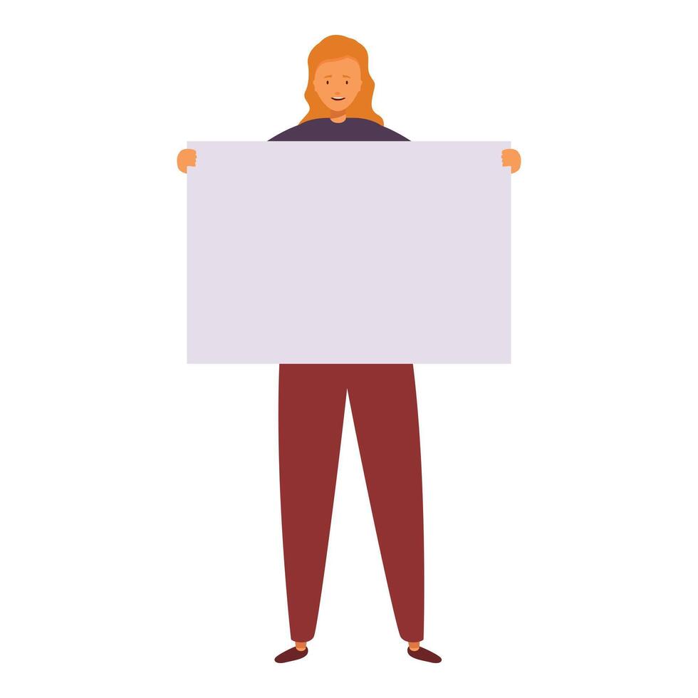 Young woman is holding a blank placard vector