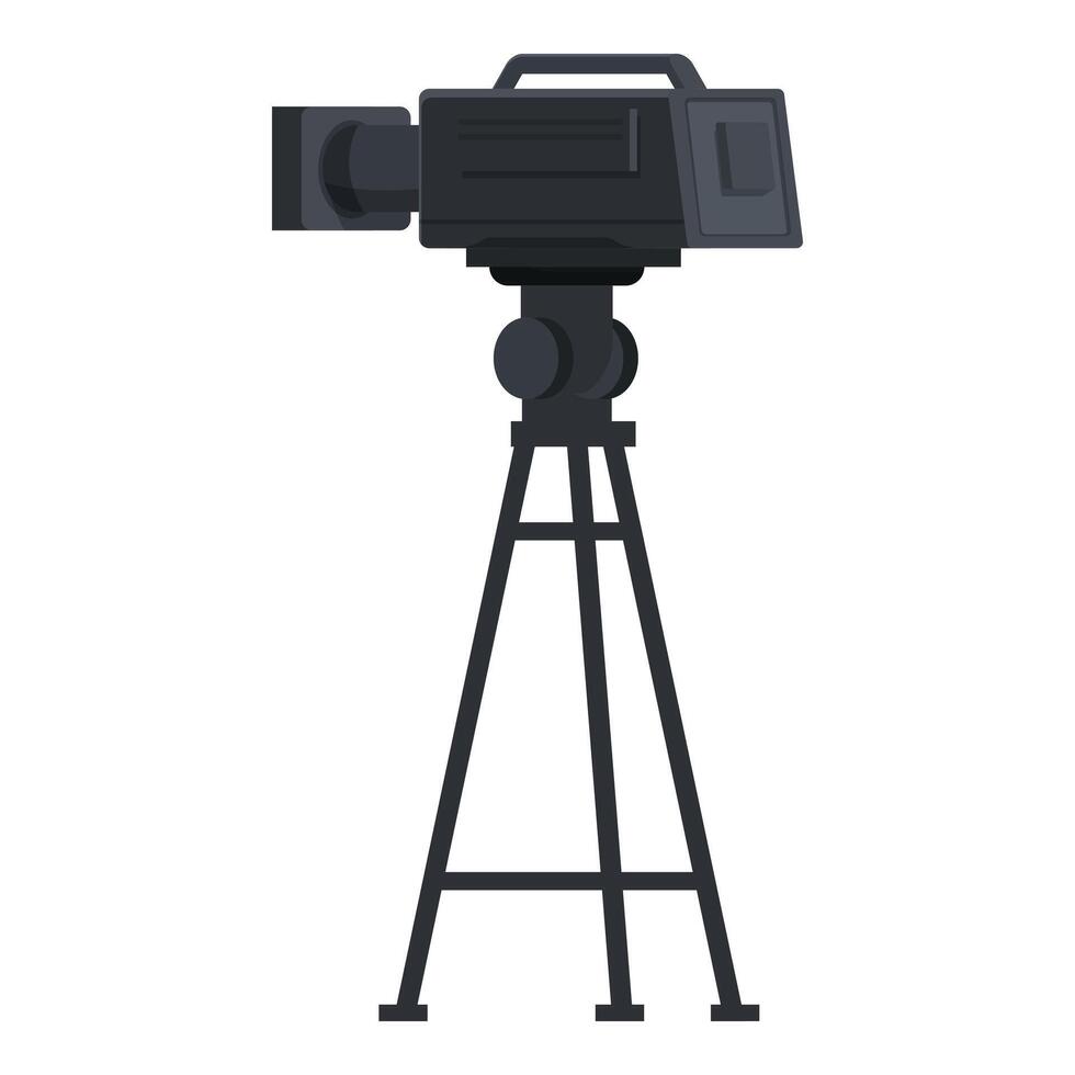 Professional digital video camera on tripod recording video content vector