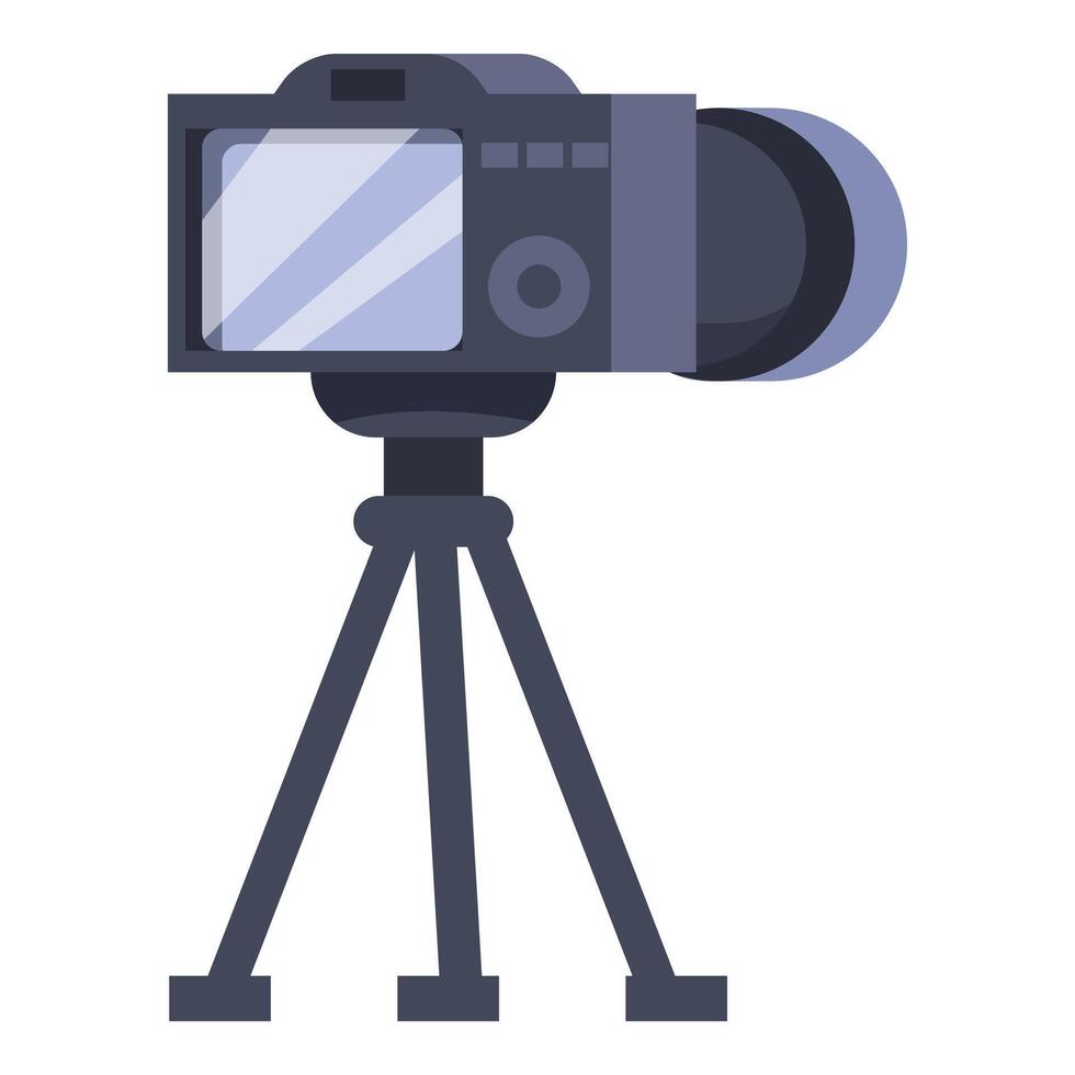 Professional photo camera is recording video blog or taking pictures vector