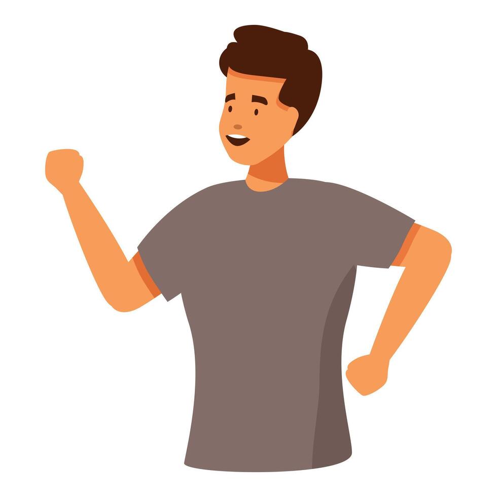 Young man celebrating success with arms raised in the air vector