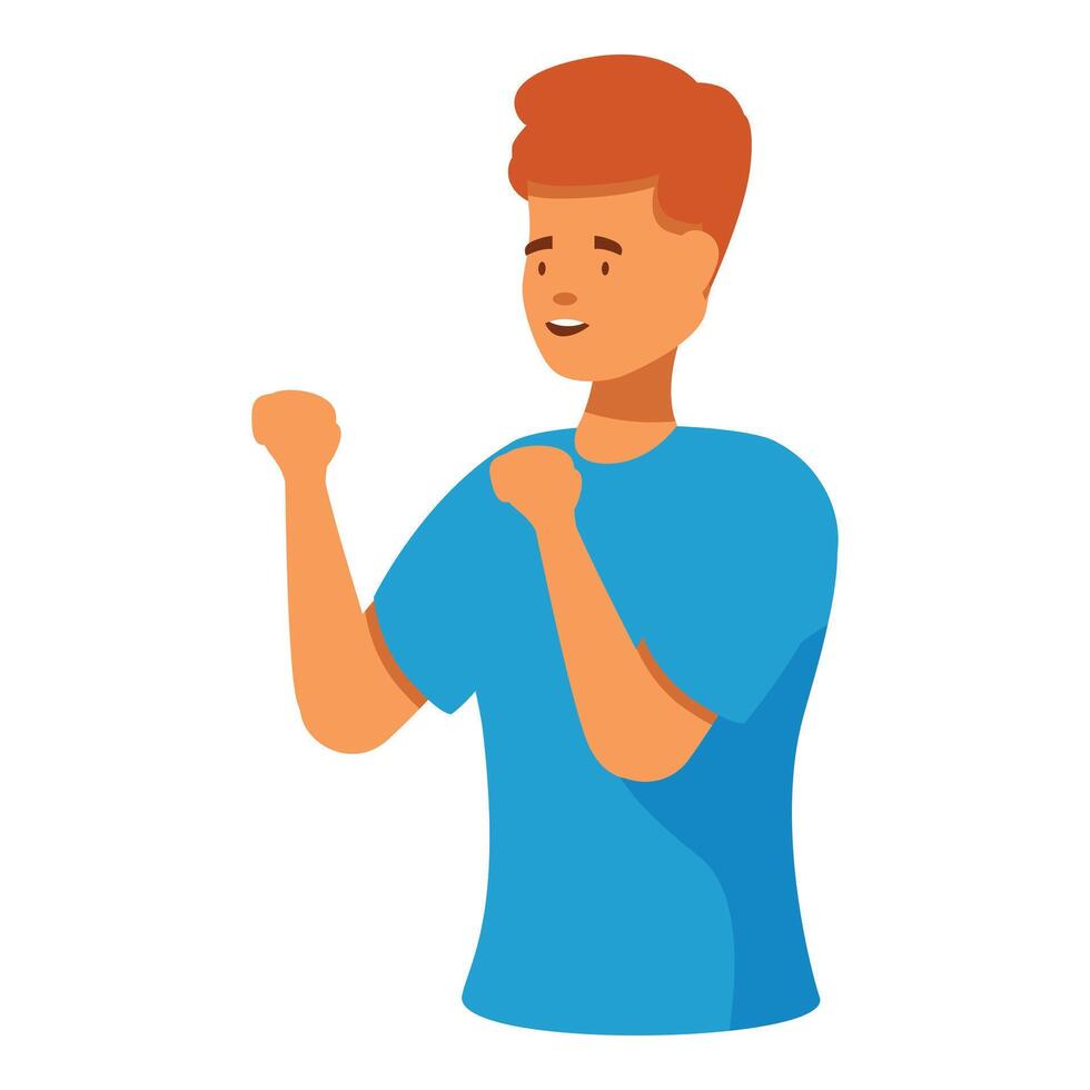 Young man clenching fists celebrating success with enthusiasm vector