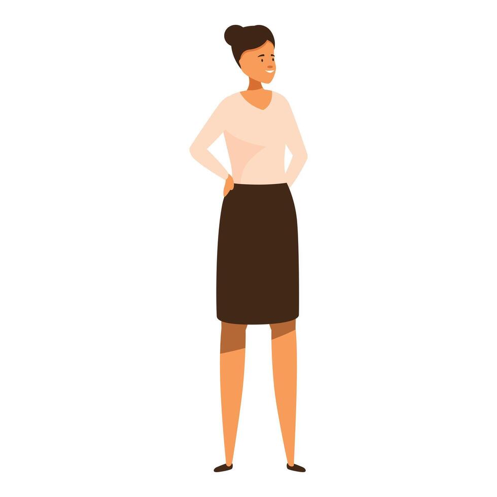 Smiling businesswoman standing with hands on hips looking right vector