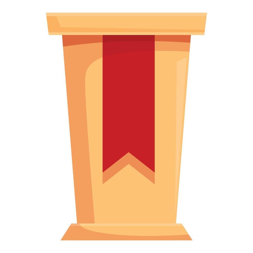 Wooden podium tribune with red ribbon for public speaking vector