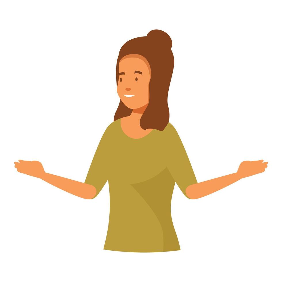 Smiling young woman gesturing with both hands vector