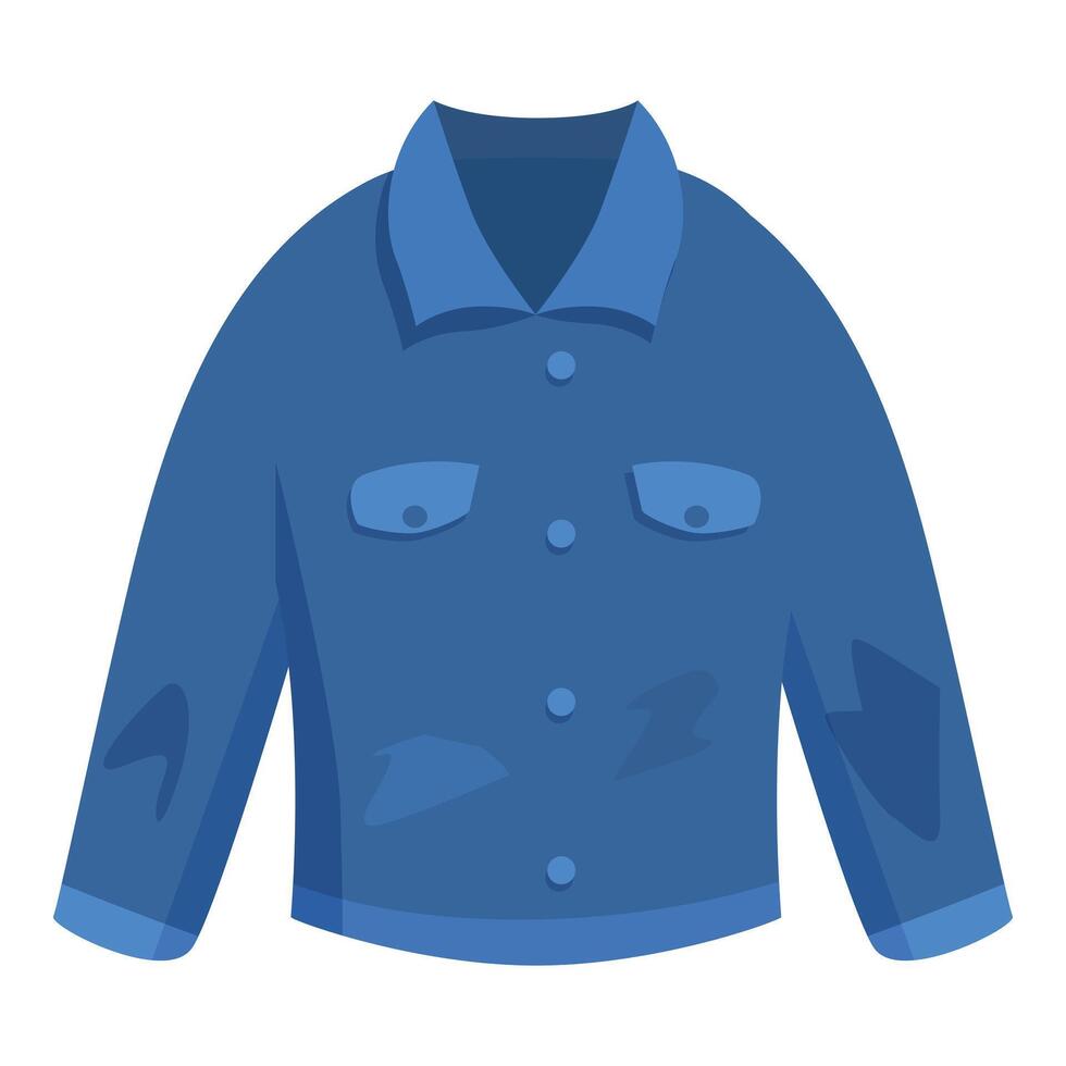 Blue denim jacket showing signs of wear and tear vector