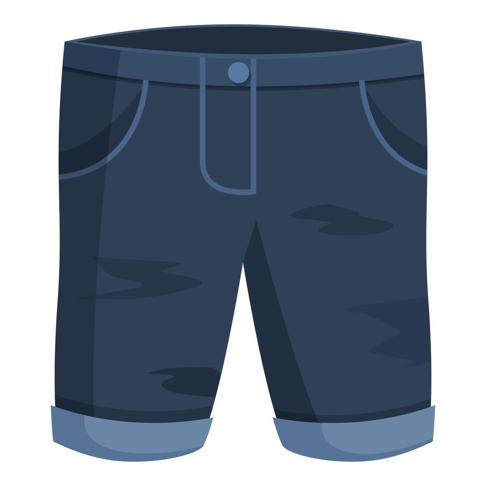 Dark blue denim shorts with cuffs showing summer fashion vector
