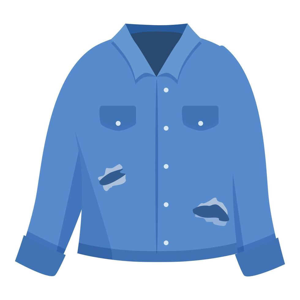 Blue denim jacket showing wear and tear with holes vector