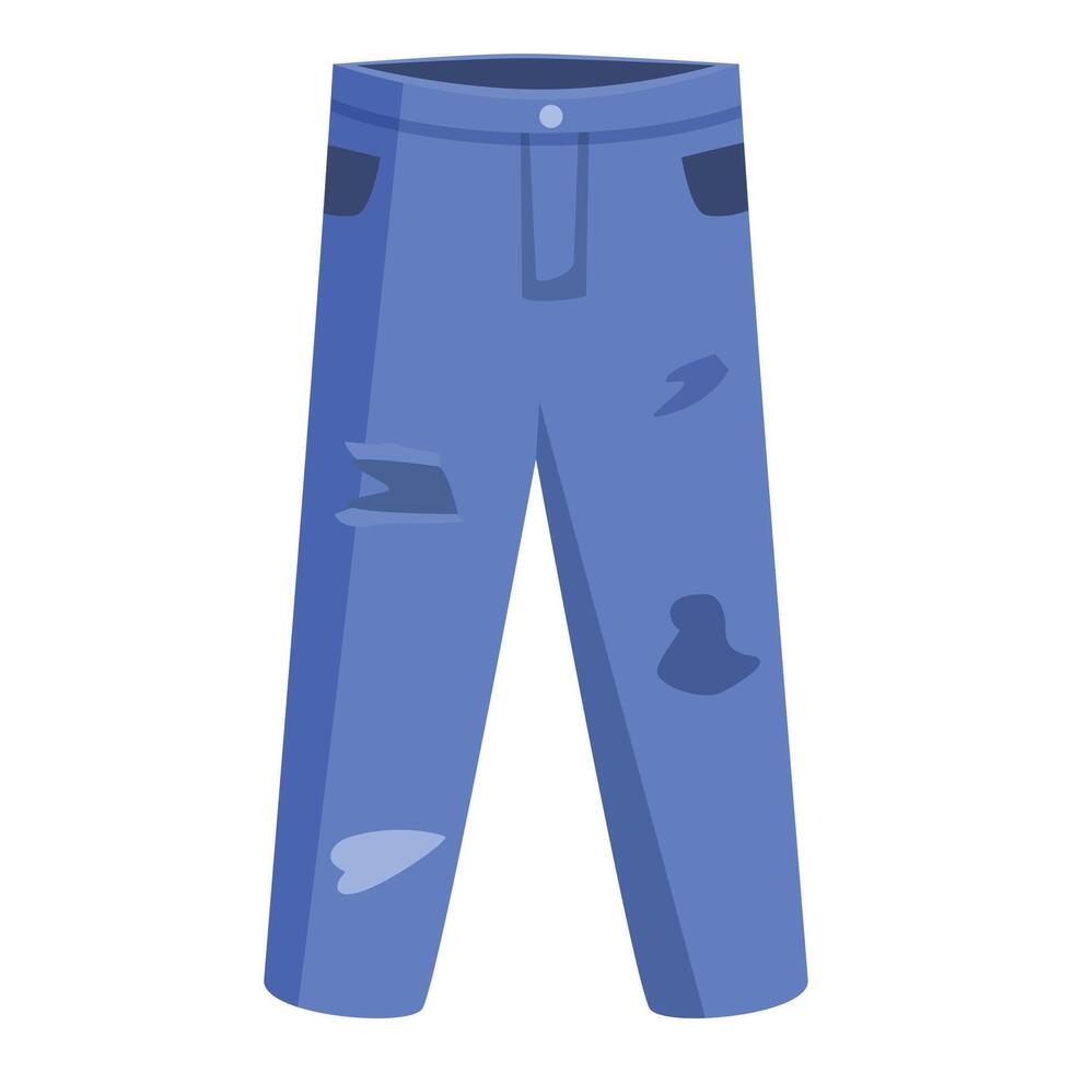 Blue jeans showing wear and tear with patches and holes vector