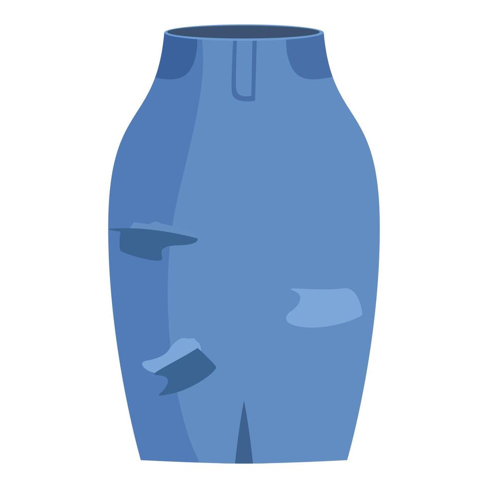 Blue denim skirt showing signs of wear and tear vector