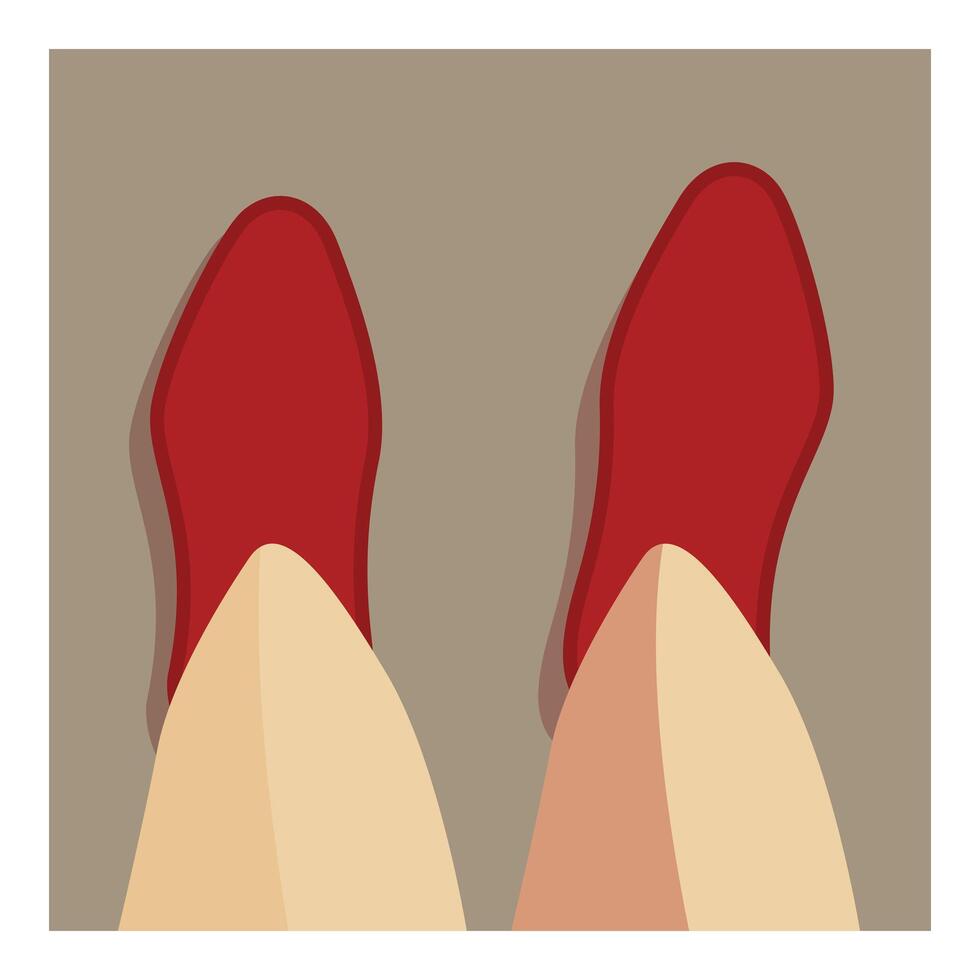Person wearing red shoes walking toward viewer top down perspective vector