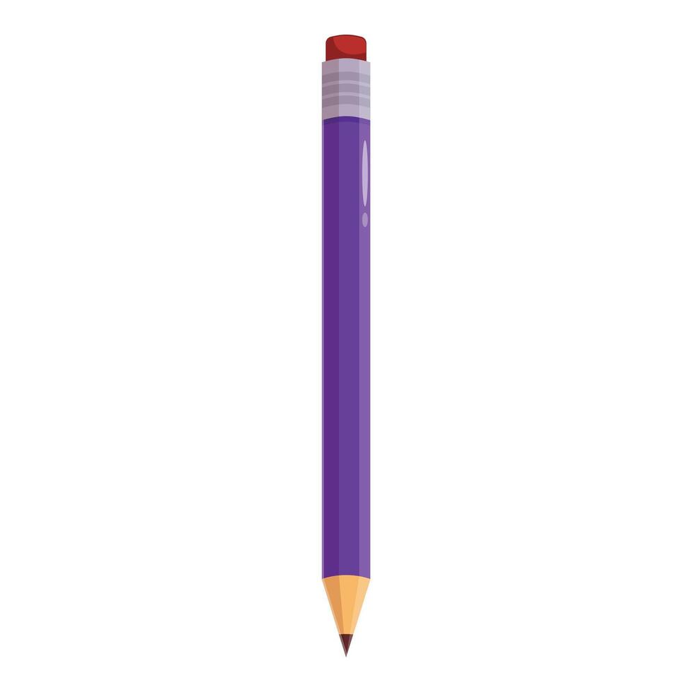 Purple pencil standing up with eraser on top vector