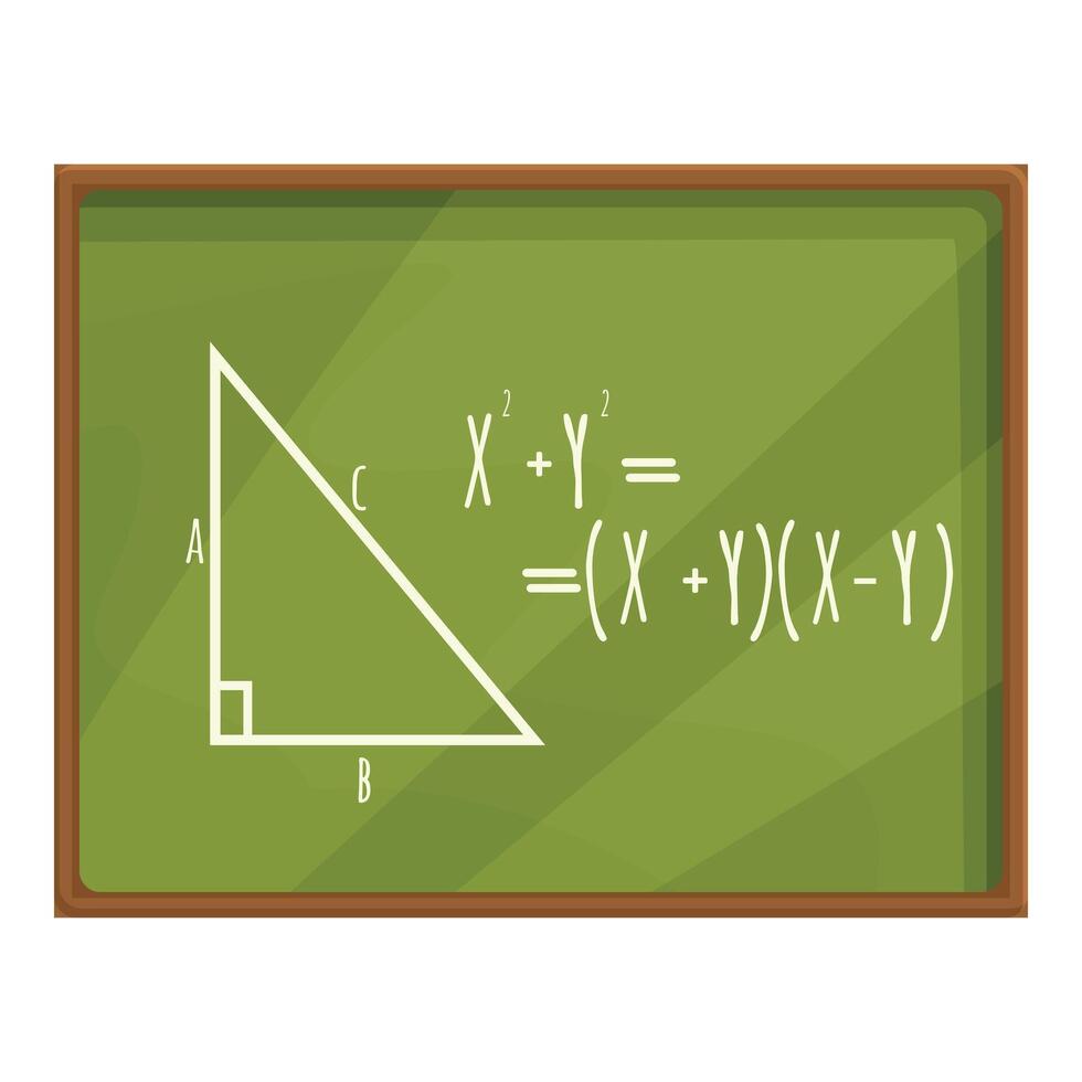 Green chalkboard showing pythagorean theorem equation vector