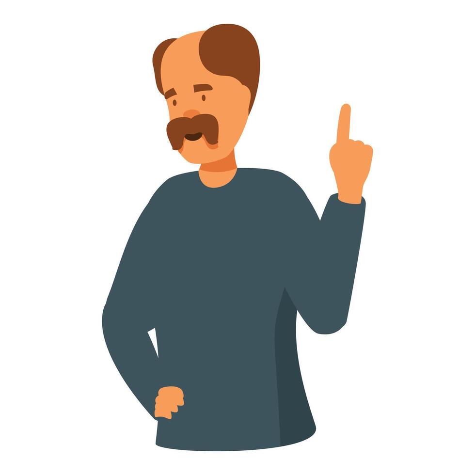 Senior man pointing up having an idea suggestion solution vector