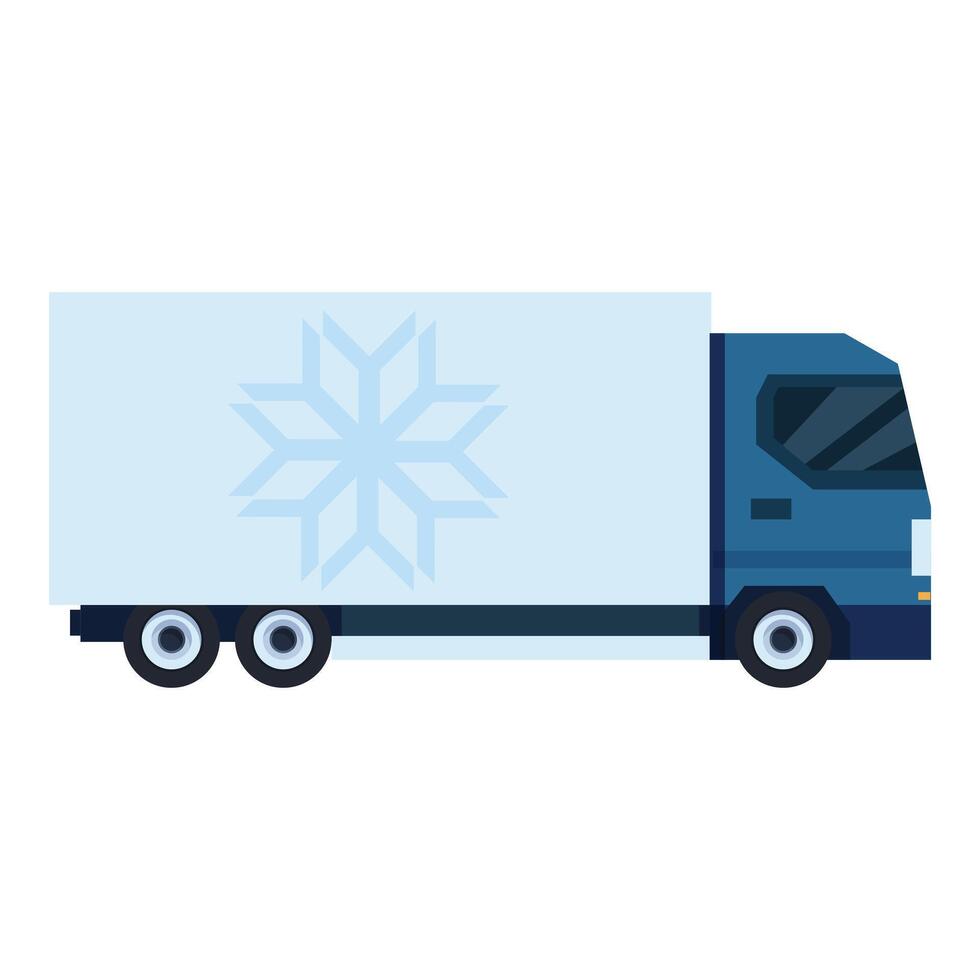 Refrigerated truck delivering frozen food with snowflake symbol vector