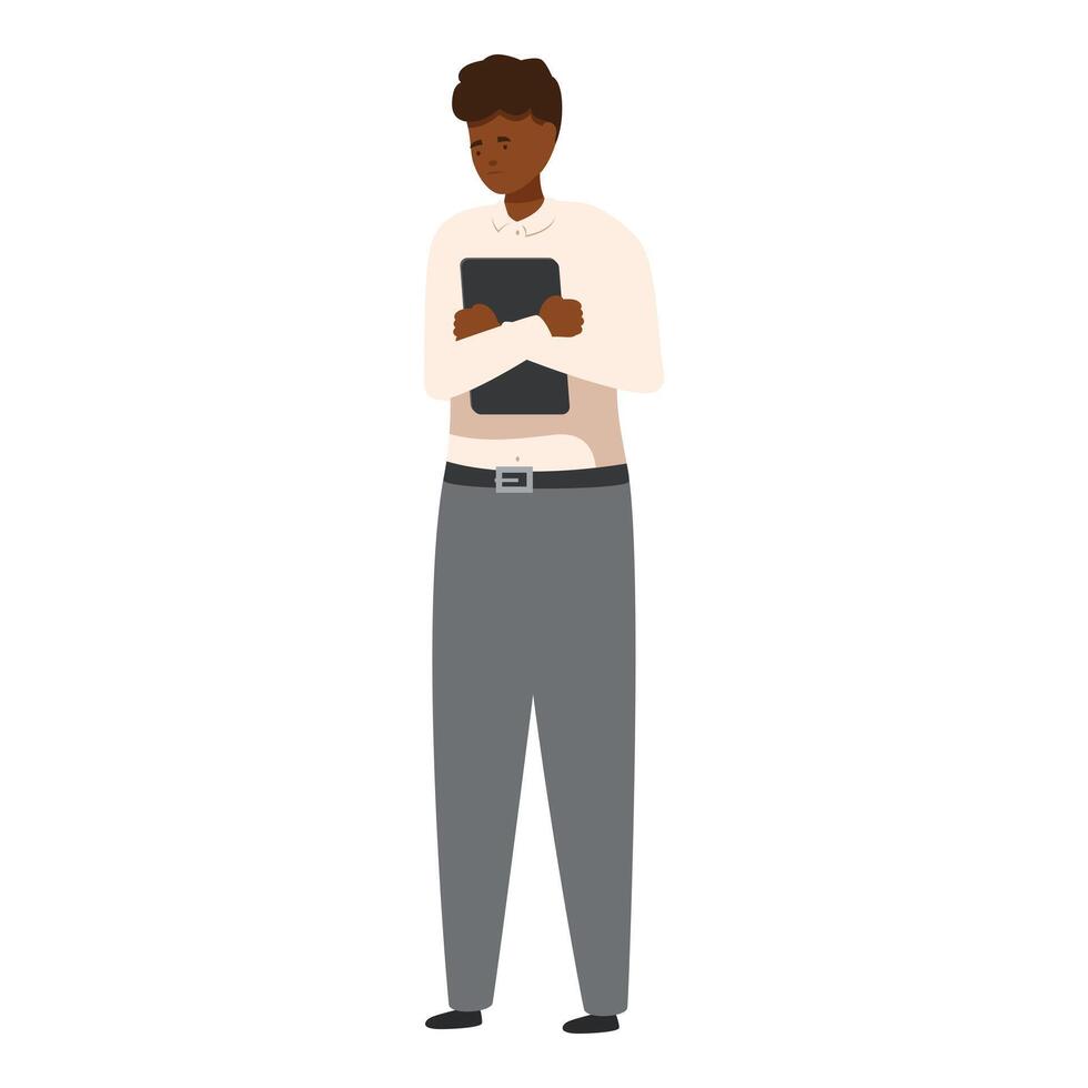 Young african american office worker holding documents feeling stressed and anxious vector