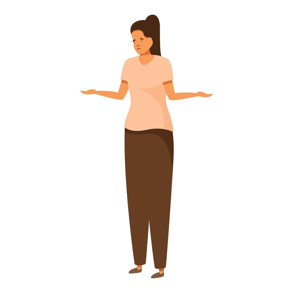 Sad young woman shrugging shoulders feeling confused vector